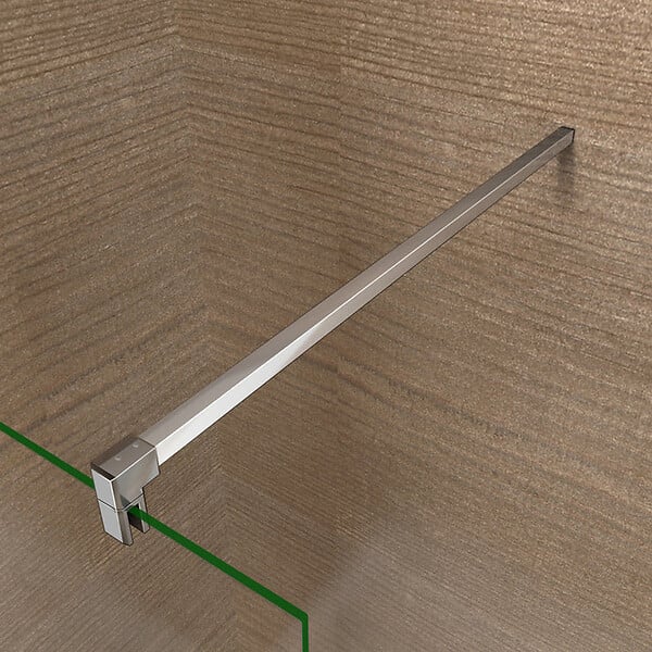 AICA SANITAIRE - Paroi de douche 90x200cm avec barre de fixation 90cm en carré, profilé en chromé, AICA paroi de douche à l'italienne en 8mm verre anticalcaire et securit - large