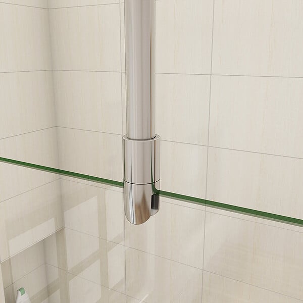 AICA SANITAIRE - Paroi de douche 90x200cm avec barre de fixation au plafond 90-150cm, profilé en chromé, AICA paroi de douche à l'italienne en 8mm verre anticalcaire et securit - large