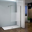 AICA SANITAIRE - Paroi de douche 110x200cm avec barre de fixation 90cm recoupable, AICA paroi de douche à l'italienne en 8mm verre bande centrale dépoli - vignette