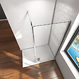 AICA SANITAIRE - Paroi de douche avec retour pivotant fixé 90+25x200cm avec barre de fixation 90cm en carré, AICA paroi de douche à l'italienne en 8mm verre anticalcaire - vignette