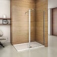 AICA SANITAIRE - Paroi de douche 70+30x200cm avec barre de fixation 73-120cm en carré, verre 8mm anticalcaire, AICA paroi de douche à l'italienne avec retour pivotant 30cm - vignette