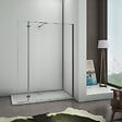 AICA SANITAIRE - Paroi de douche avec retour pivotant 90+40x200cm, charnières, AICA paroi de douche à l'italienne en verre anticalcaire avec barre de fixation 90cm Pince renforcée - vignette