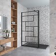 AICA SANITAIRE - Paroi de douche à l'italienne 90+30x200cm avec barre de fixation noire 90cm en carré, paroi de douche style modèle avec retour pivotant 30cm en noir mat - vignette
