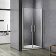 AICA SANITAIRE - Porte de douche battante 105x197cm porte de douche pivotante à 180°, en verre 6mm anticalcaire, installation en niche - vignette