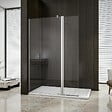 AICA SANITAIRE - Paroi de douche 60+30x200cm avec barre de fixation 140cm en carré, verre 8mm anticalcaire, AICA paroi de douche à l'italienne avec retour pivotant 30cm - vignette