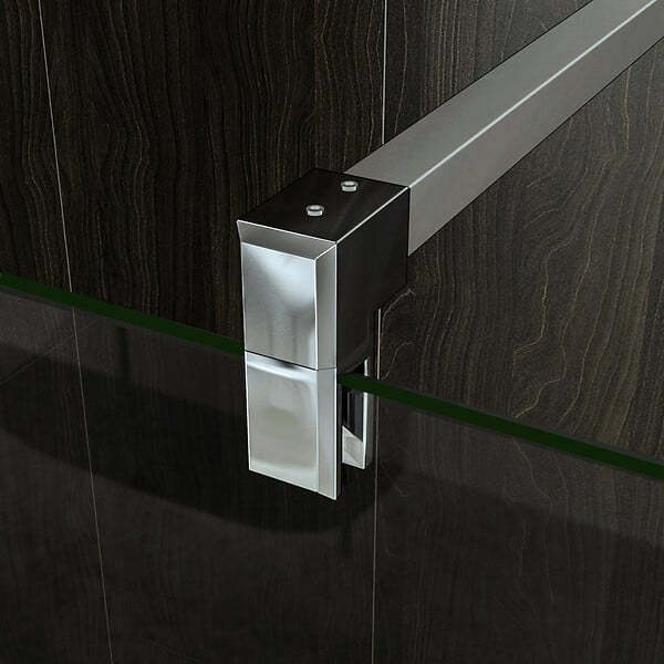 AICA SANITAIRE - Paroi de douche 60+30x200cm avec barre de fixation 140cm en carré, verre 8mm anticalcaire, AICA paroi de douche à l'italienne avec retour pivotant 30cm - large