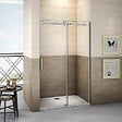 AICA SANITAIRE - Porte de douche coulissante 150cm Hauteur 195cm en verre 8mm securit anticalcaire, porte de douche installée en niche - vignette