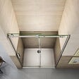 AICA SANITAIRE - Porte de douche coulissante 150cm Hauteur 195cm en verre 8mm securit anticalcaire, porte de douche installée en niche - vignette