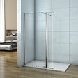 AICA SANITAIRE - Paroi de douche 80+30x200cm avec barre de fixation 90cm recoupable, verre 8mm anticalcaire, AICA paroi de douche à l'italienne avec retour pivotant 30cm - vignette