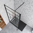 AICA SANITAIRE - Paroi de douche à l'italienne 100+30x200cm avec barre de fixation noire 70-120cm en cylindrique, paroi de douche style modèle avec retour pivotant 30cm en noir mat - vignette