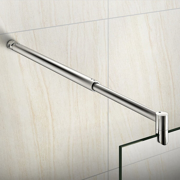 AICA SANITAIRE - Paroi de douche 90x200cm avec barre de fixation 70-120cm en cylindrique, AICA paroi de douche à l'italienne en 8mm verre bande centrale dépoli - large