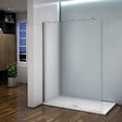 AICA SANITAIRE - Paroi de douche sablé 100x200cm avec barre de fixation 70-120cm en cylindrique, paroi de douche à l'italienne en 8mm verre dépoli et anticalcaire - vignette