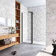 AICA SANITAIRE - Paroi de douche 80+40x200cm avec barre de fixation 90cm en carré, AICA paroi de douche à l'italienne avec retour pivotant 40cm en 8mm verre anticalcaire, profilé noir mat - vignette