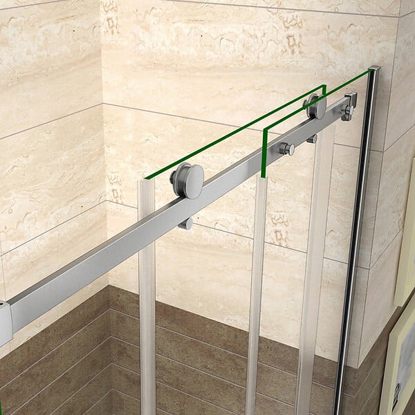 AICA SANITAIRE - Porte de douche coulissante 140cm Hauteur 195cm en verre 8mm securit anticalcaire, porte de douche installée en niche - large