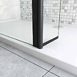 AICA SANITAIRE - Paroi de douche 90+30x200cm avec barre de fixation 90cm en carré, AICA paroi de douche à l'italienne avec retour pivotant 30cm en 8mm verre anticalcaire, profilé noir mat - vignette