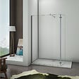 AICA SANITAIRE - Paroi de douche avec retour pivotant 100+40x200cm, charnières, AICA paroi de douche à l'italienne en verre anticalcaire avec barre de fixation cylindrique 70-120cm - vignette