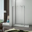 AICA SANITAIRE - Paroi de douche avec retour pivotant 100+40x200cm, charnières, AICA paroi de douche à l'italienne en verre anticalcaire avec barre de fixation cylindrique 70-120cm - vignette