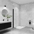 AICA SANITAIRE - Paroi de douche italienne pivotante 45x200cm, AICA paroi de douche retour pivotant mural en verre 8mm anticalcaire, profilé noir mat - vignette