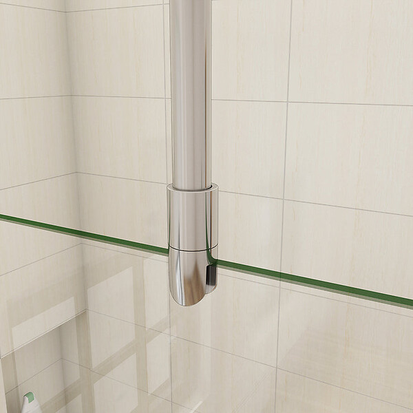AICA SANITAIRE - Paroi de douche 130x200cm avec barre de fixation au plafond 90-150cm, profilé en chromé, AICA paroi de douche à l'italienne en 8mm verre anticalcaire et securit - large