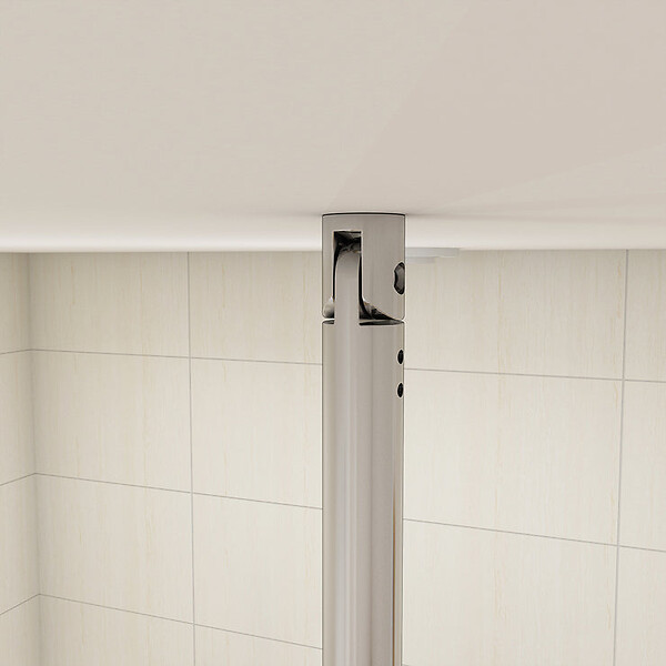 AICA SANITAIRE - Paroi de douche 130x200cm avec barre de fixation au plafond 90-150cm, profilé en chromé, AICA paroi de douche à l'italienne en 8mm verre anticalcaire et securit - large