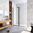 AICA SANITAIRE - Paroi de douche 60+40x200cm avec barre de fixation 140cm en carré, AICA paroi de douche à l'italienne avec retour pivotant 40cm en 8mm verre anticalcaire, profilé noir mat - vignette