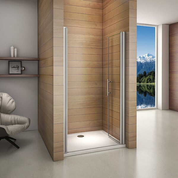 AICA SANITAIRE - Porte de douche battante 110x187cm porte de douche pivotante à 180°, en verre 6mm anticalcaire, installation en niche - large