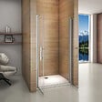AICA SANITAIRE - Porte de douche battante 110x187cm porte de douche pivotante à 180°, en verre 6mm anticalcaire, installation en niche - vignette