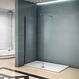 AICA SANITAIRE - Paroi de douche 110x200cm avec barre de fixation 90cm en carré, profilé en chromé, AICA paroi de douche à l'italienne en 8mm verre anticalcaire et securit - vignette