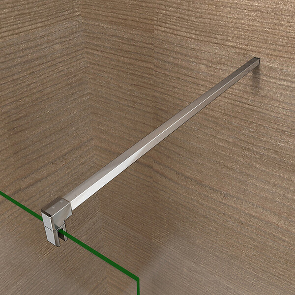 AICA SANITAIRE - Paroi de douche 110x200cm avec barre de fixation 90cm en carré, profilé en chromé, AICA paroi de douche à l'italienne en 8mm verre anticalcaire et securit - large