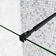 AICA SANITAIRE - Paroi de douche 140+40x200cm avec barre de fixation 73-120cm en carré, AICA paroi de douche à l'italienne avec retour pivotant 40cm en 8mm verre anticalcaire, profilé noir mat - vignette