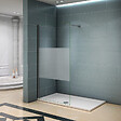 AICA SANITAIRE - Paroi de douche 120x200cm avec barre de fixation 73-120cm en carré, AICA paroi de douche à l'italienne en 8mm verre bande centrale dépoli - vignette