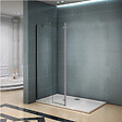 AICA SANITAIRE - Paroi de douche avec retour pivotant 90+40x200cm, charnières, AICA paroi de douche à l'italienne en verre anticalcaire avec barre de fixation d'angle 45cm - vignette