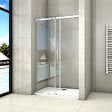 AICA SANITAIRE - Porte de douche coulissante 140x195cm, porte de douche installée en niche, verre de sécurité anticalcaire 8mm, profilé chromé - vignette