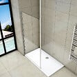 AICA SANITAIRE - Paroi de douche 80x200cm avec barre de fixation au plafond 203-320cm, profilé en chromé, AICA paroi de douche à l'italienne en 8mm verre anticalcaire et securit - vignette