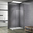 AICA SANITAIRE - Paroi de douche 130x200cm verre 10mm avec barre de fixation 140cm en carré, AICA paroi de douche à l'italienne en verre securit anticalcaire - vignette