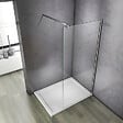 AICA SANITAIRE - Paroi de douche 130x200cm verre 10mm avec barre de fixation 140cm en carré, AICA paroi de douche à l'italienne en verre securit anticalcaire - vignette