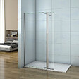 AICA SANITAIRE - Paroi de douche 60+30x200cm avec barre de fixation 140cm recoupable, verre 8mm anticalcaire, AICA paroi de douche à l'italienne avec retour pivotant 30cm - vignette