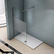 AICA SANITAIRE - Paroi de douche 110x200cm avec barre de fixation 73-120cm en carré, AICA paroi de douche à l'italienne en 8mm verre bande centrale dépoli - vignette