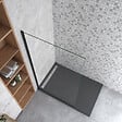 AICA SANITAIRE - Paroi de douche 70x200cm en Noir mat, AICA paroi de douche italienne en verre 8mm anticalcaire, sans barre de fixation - vignette