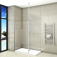 AICA SANITAIRE - Paroi de douche 100x200cm avec barre de fixation au plafond 203-320cm, AICA paroi de douche à l'italienne en 8mm verre bande centrale dépoli - vignette