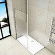 AICA SANITAIRE - Paroi de douche 100x200cm avec barre de fixation au plafond 203-320cm, AICA paroi de douche à l'italienne en 8mm verre bande centrale dépoli - vignette