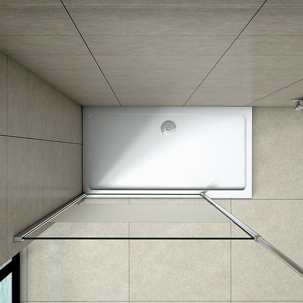AICA SANITAIRE - Paroi de douche 100x200cm avec barre de fixation au plafond 203-320cm, AICA paroi de douche à l'italienne en 8mm verre bande centrale dépoli - large