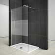 AICA SANITAIRE - Paroi de douche 140x200cm avec barre de fixation 90cm pince renforcée, AICA paroi de douche à l'italienne en 8mm verre bande centrale dépoli - vignette