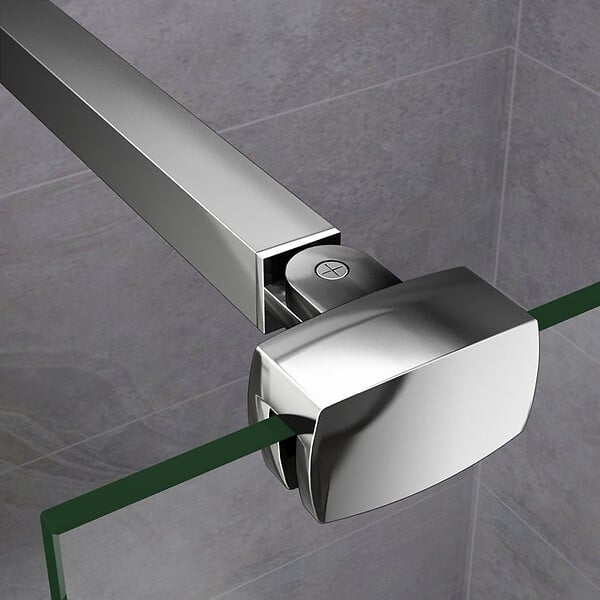 AICA SANITAIRE - Paroi de douche 140x200cm avec barre de fixation 90cm pince renforcée, AICA paroi de douche à l'italienne en 8mm verre bande centrale dépoli - large
