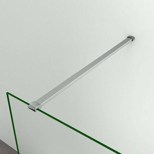 AICA SANITAIRE - Paroi de douche 150x200cm avec barre de fixation 140cm recoupable, profilé en chromé, AICA paroi de douche à l'italienne en 8mm verre anticalcaire et securit - large