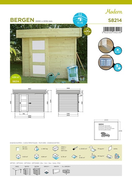 SOLID - Abri de jardin Bergen - Bois - 6.77m2 - large
