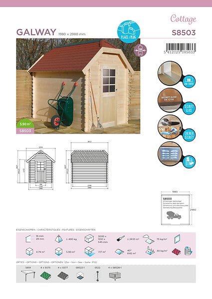 SOLID - Abri de jardin Galway - Bois en Bois - 5,90m2 - large
