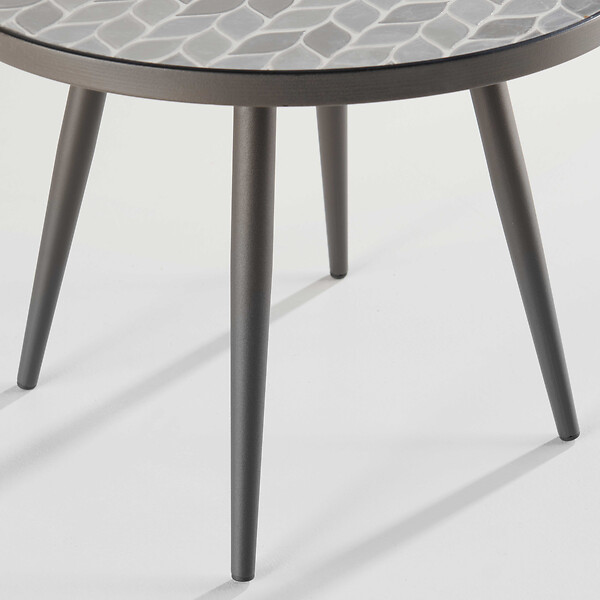 OVIALA - Table basse ronde de jardin en acier noir plateau en céramique - Tivoli - large
