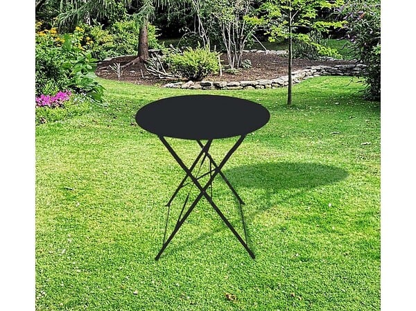 CHALET & JARDIN - Table ronde d'extérieur pliante Bistro en acier - Noir - large