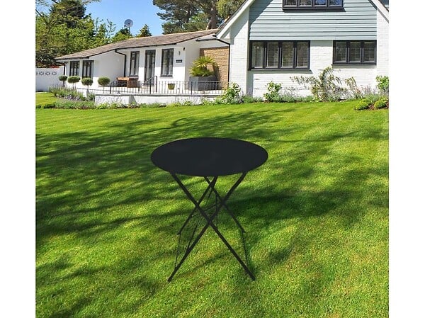 CHALET & JARDIN - Table ronde d'extérieur pliante Bistro en acier - Noir - large